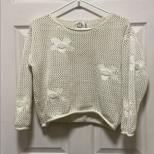 Lili Sidonio | Anthropologie | Off White |Crochet |Flowers |Knit Sweater |Size S